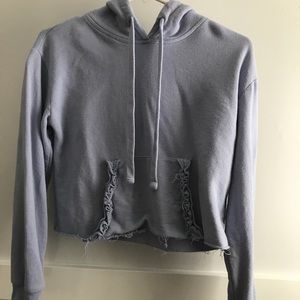 Off Blue Cropped Hoodie